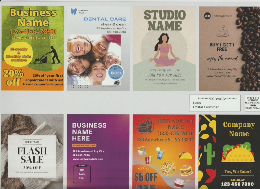 Example multi-business direct mail postcard